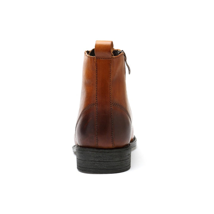 Men's lace-up dress boots Rutland in Light Brown – back heel view