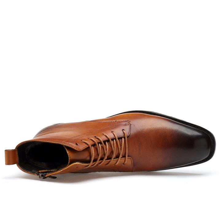 Men's lace-up dress boots Rutland in Light Brown – top view