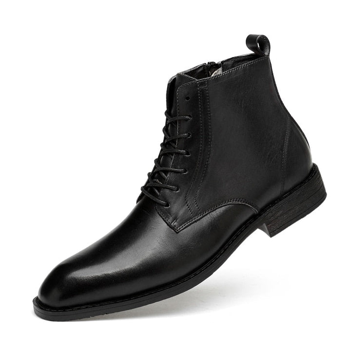 Men's lace-up dress boots Rutland in Black – three-quarter view