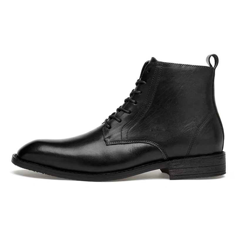 Men's lace-up dress boots Rutland in Black – side profile