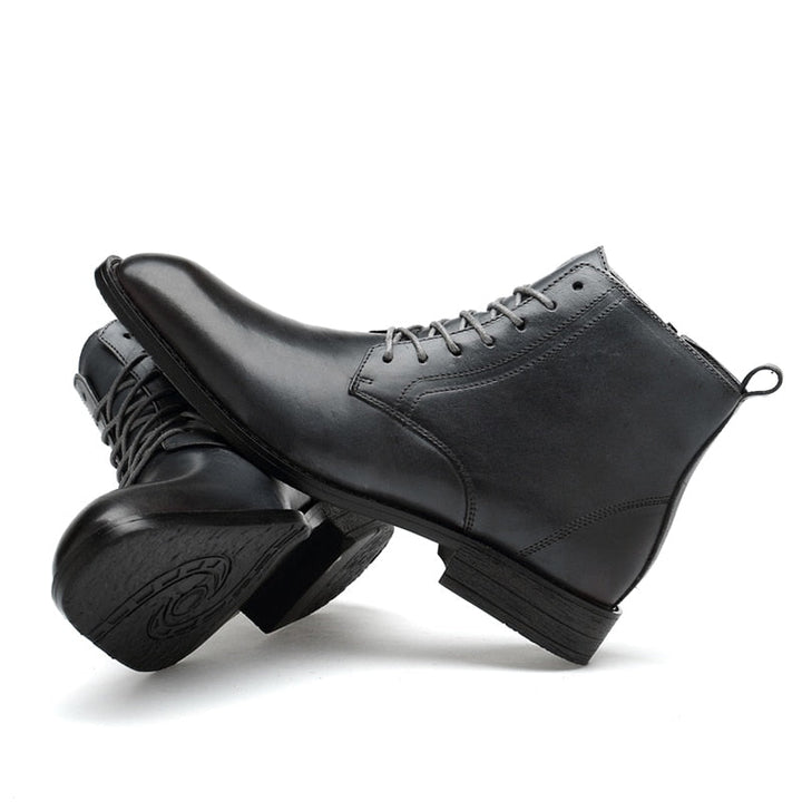 Men's lace-up dress boots Rutland in Black – pair showing sole