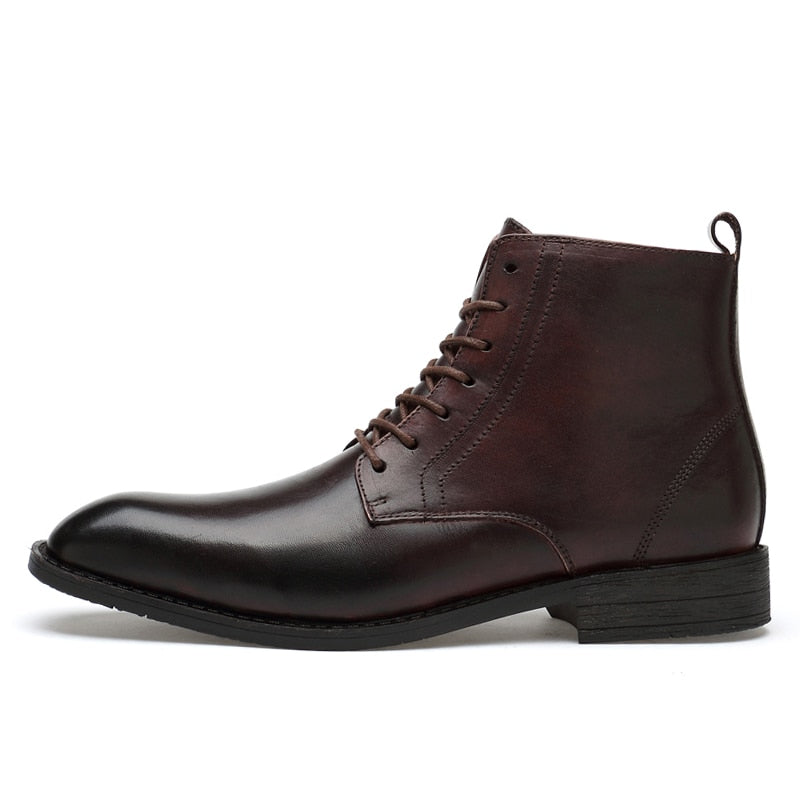Men's lace-up dress boots Rutland in Dark Brown – side profile