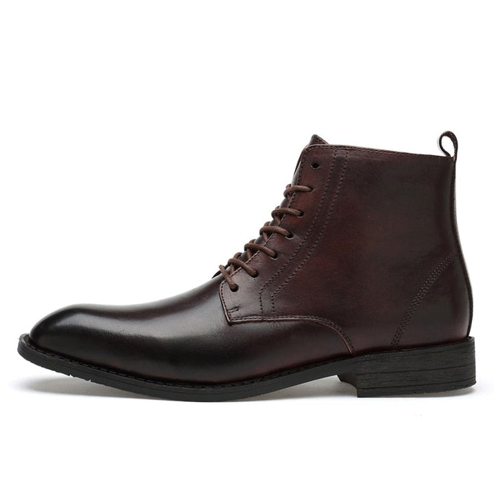 Men's lace-up dress boots Rutland in Dark Brown – side profile