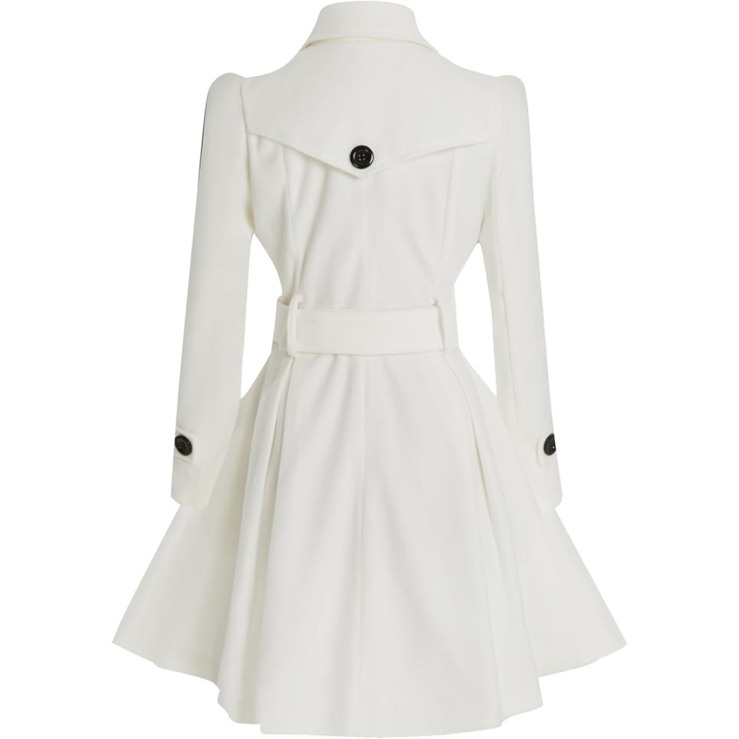 Women's fit and flare coat Ottoline in White – back view