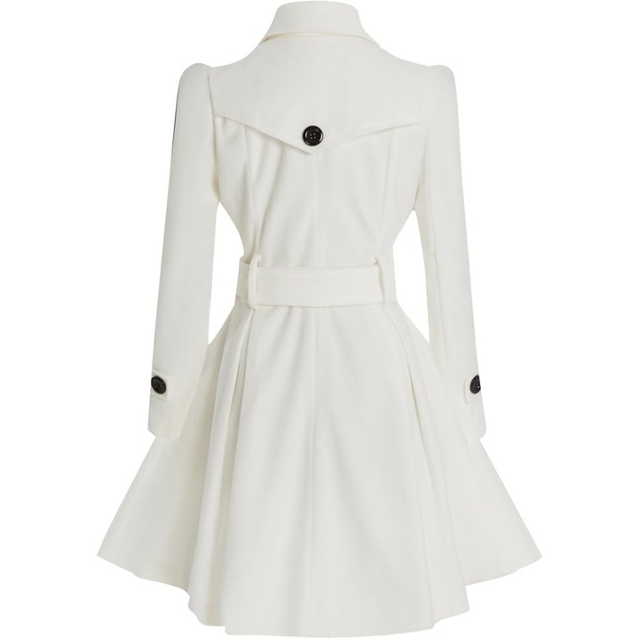 Women's fit and flare coat Ottoline in White – back view