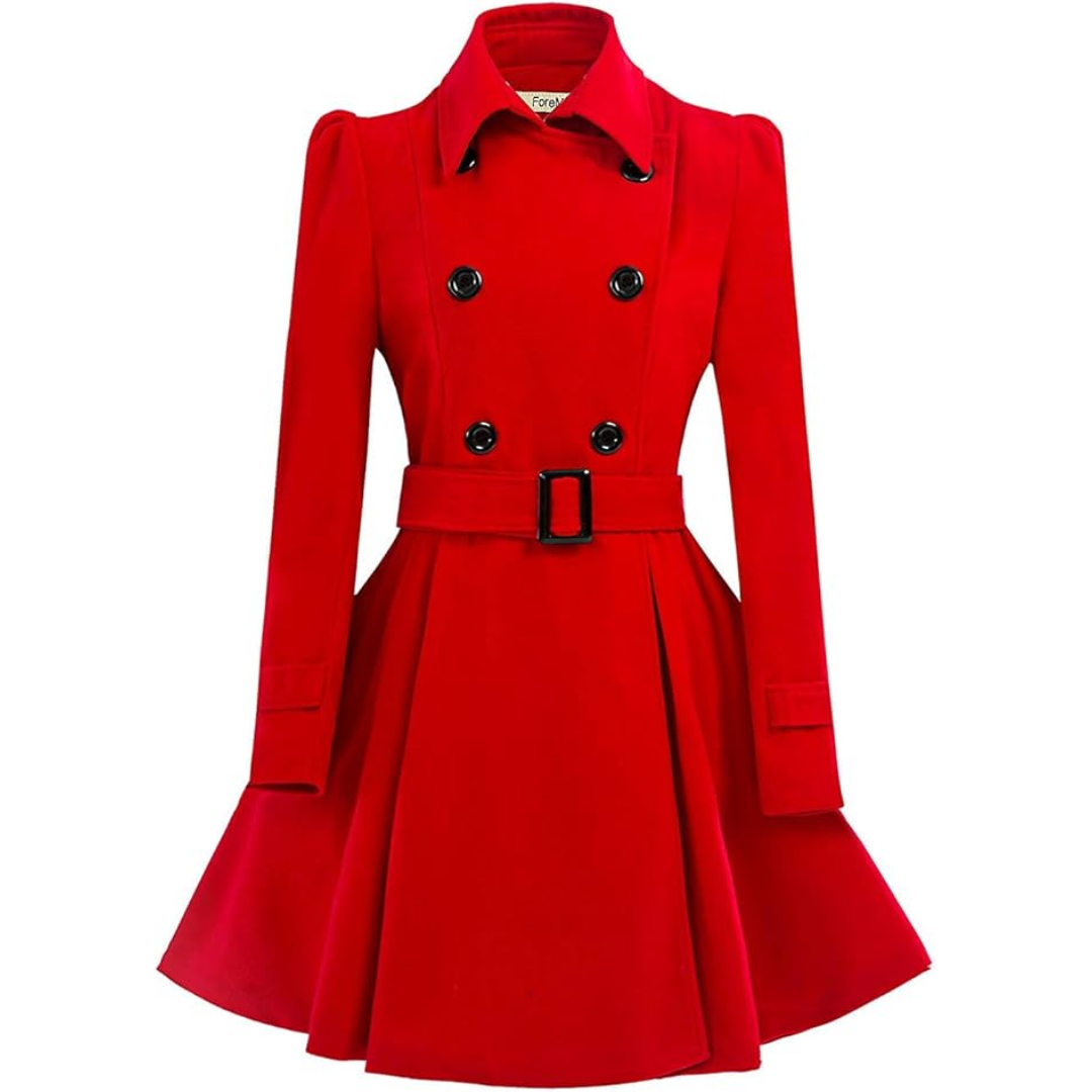 Women's fit and flare coat Ottoline in Red – front view
