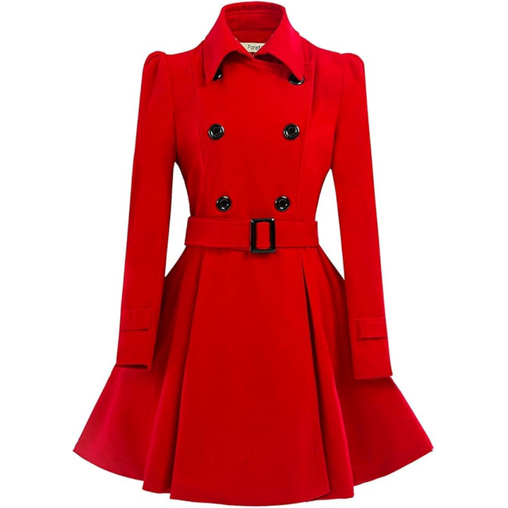 Women's fit and flare coat Ottoline in Red – front view