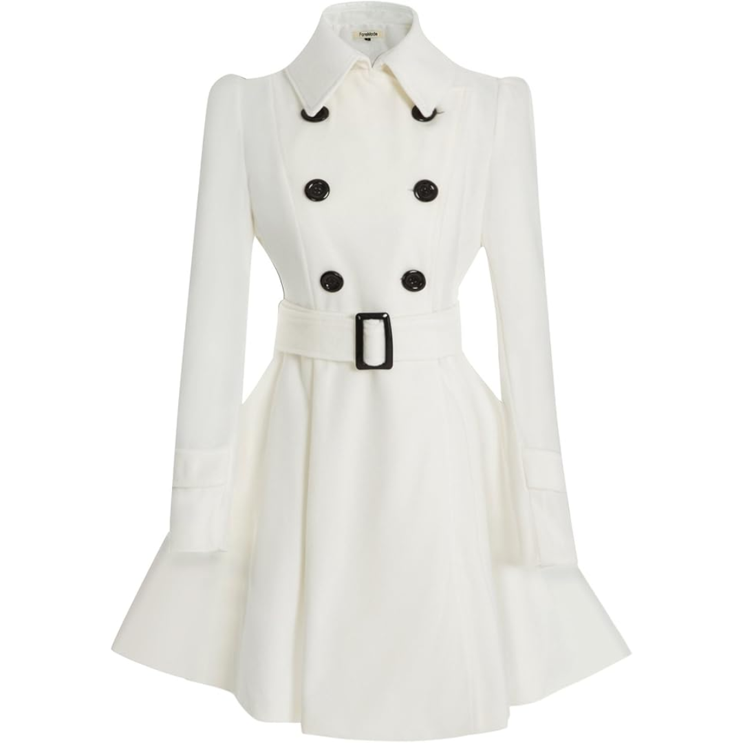 Women's fit and flare coat Ottoline in White – front view