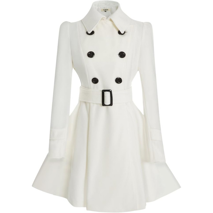 Women's fit and flare coat Ottoline in White – front view