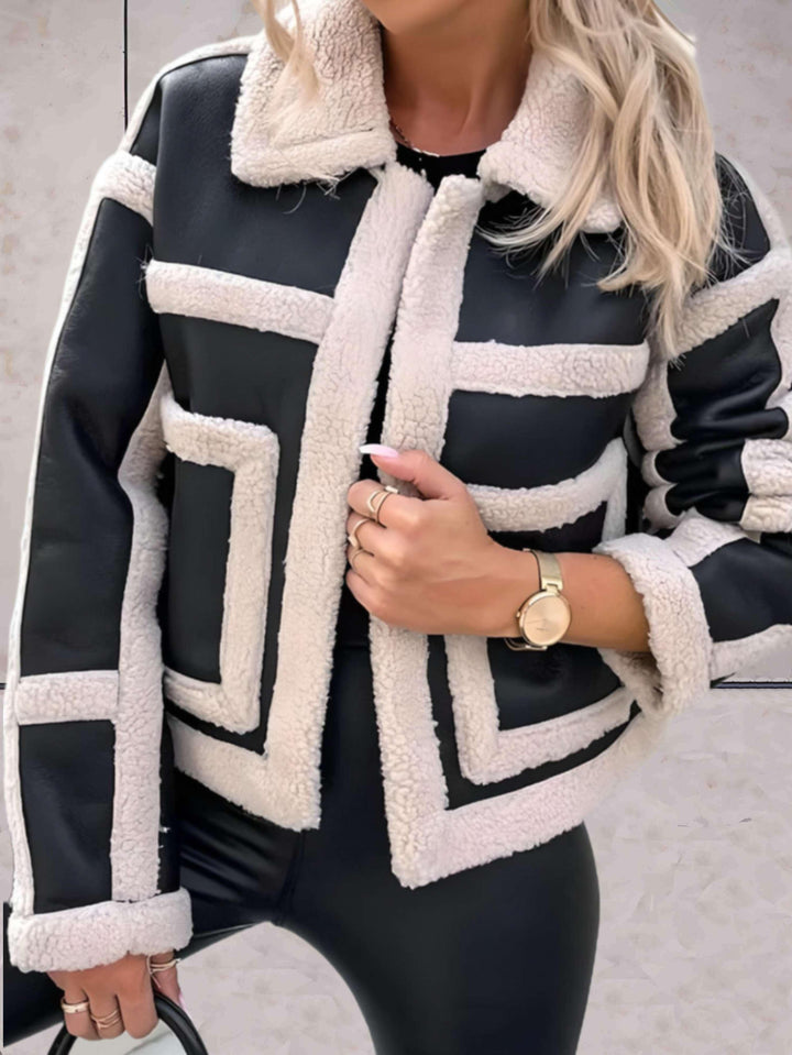Women's faux shearling jacket Lydia in Black – front view