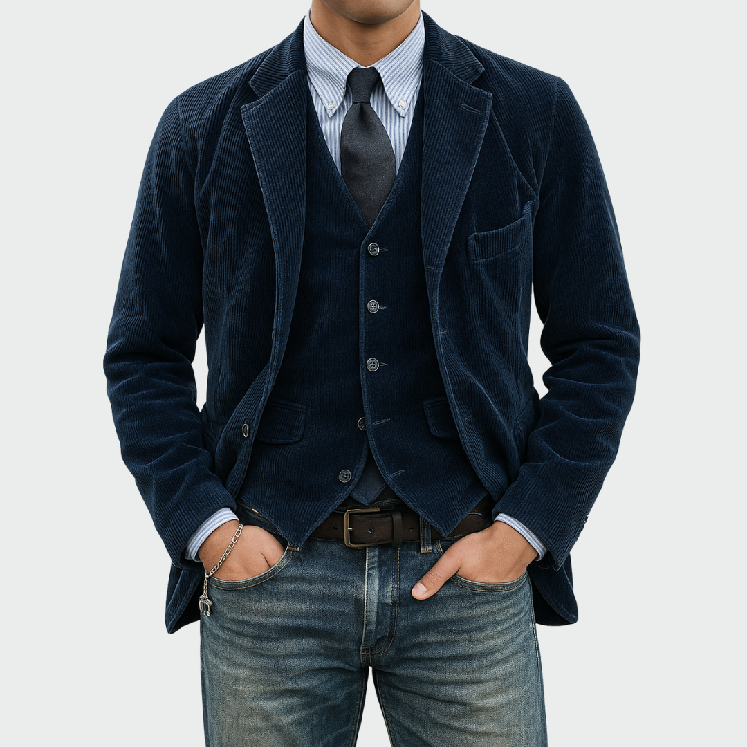 Tommy™ | 2-Piece Set: Velvet Blazer and Waistcoat