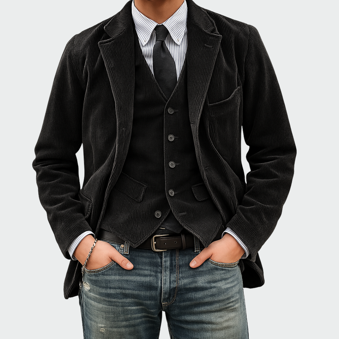 Tommy™ | 2-Piece Set: Velvet Blazer and Waistcoat