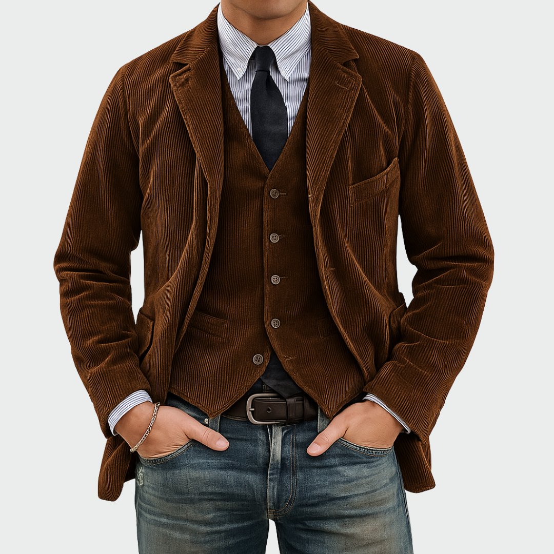 Tommy™ | 2-Piece Set: Velvet Blazer and Waistcoat
