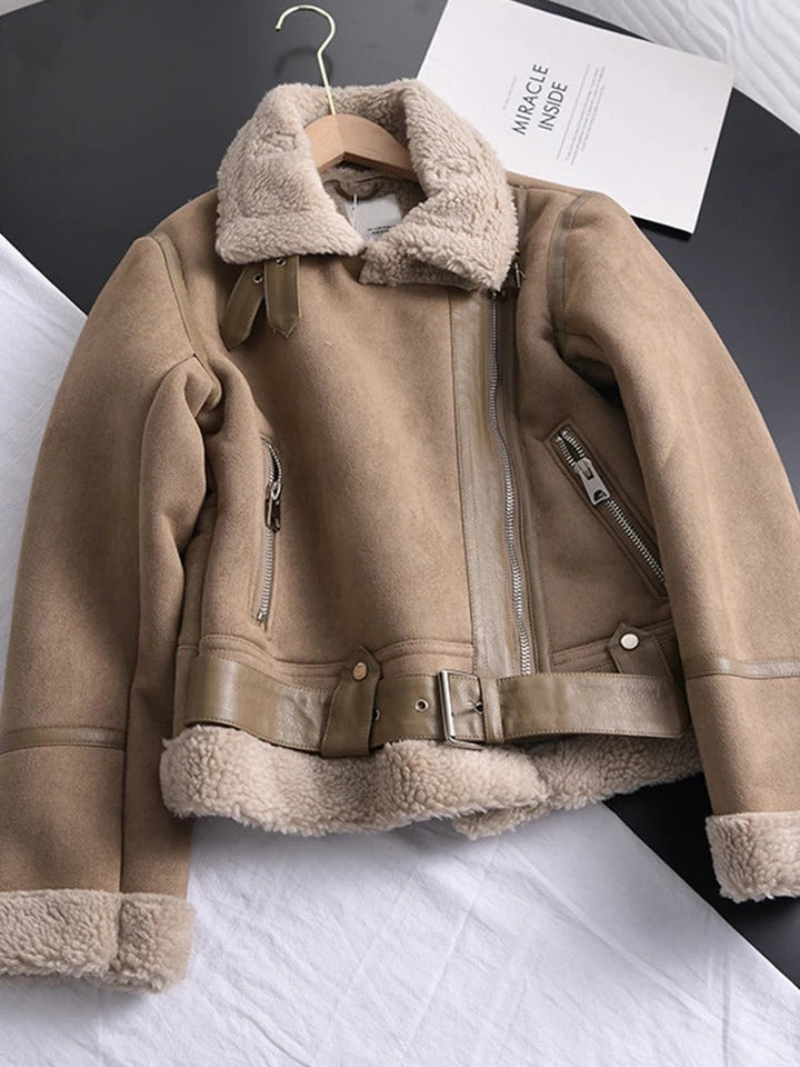 Askrigg women's aviator jacket in Tan – front view