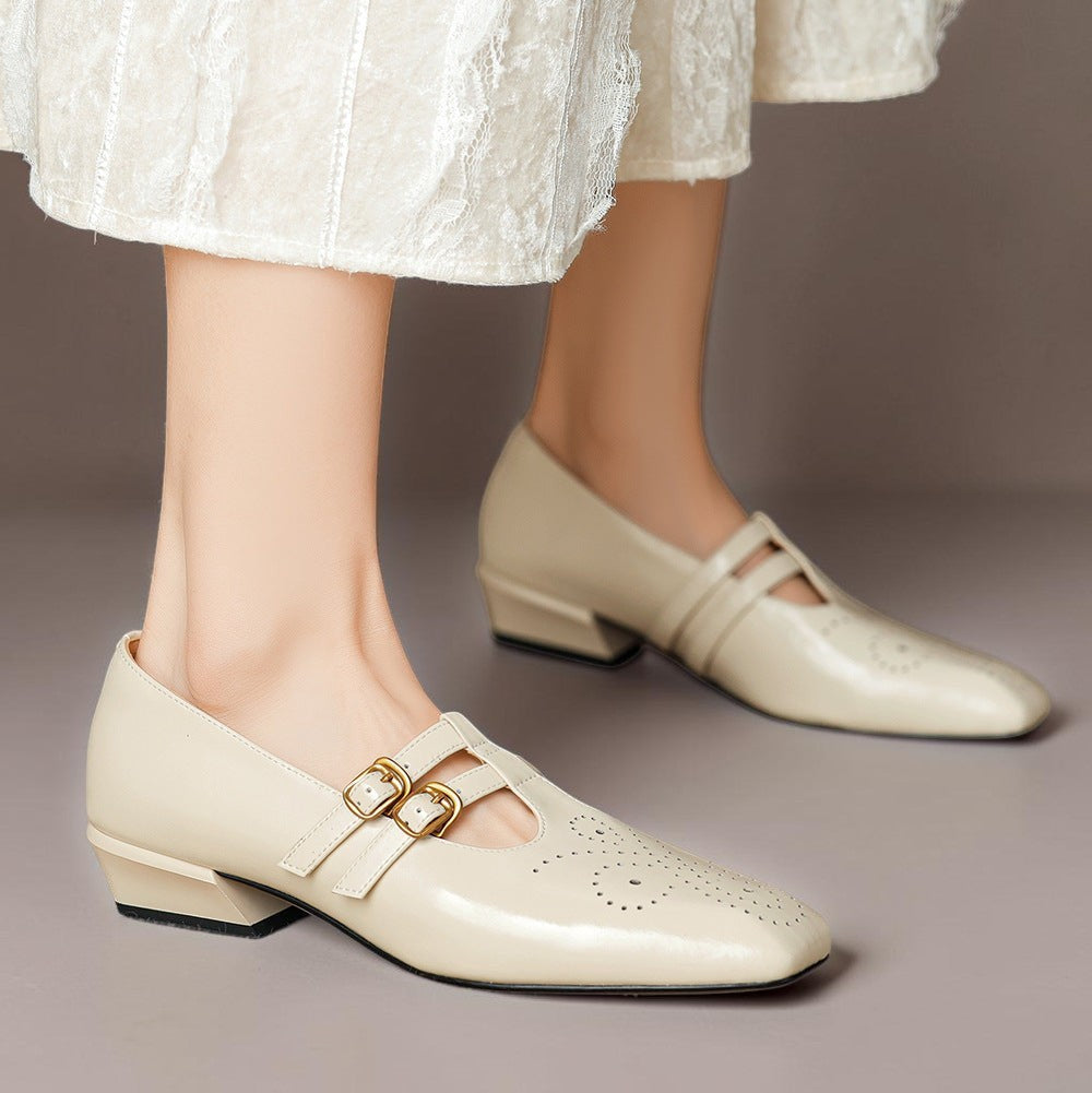 Women's Brogue Double Strap Mary Jane Shoes – Marisol