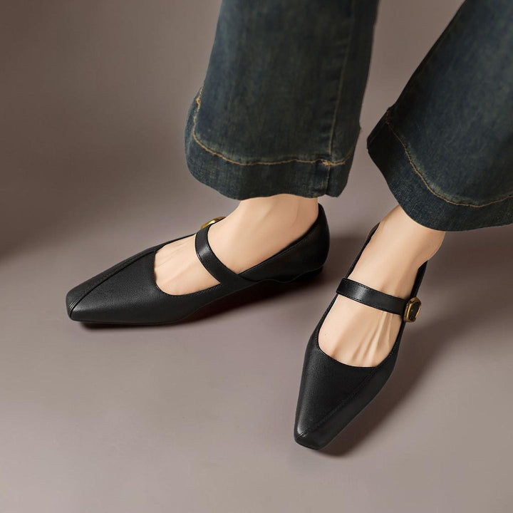 Women's Leather Mary Jane Block Heel Shoes – Zorae