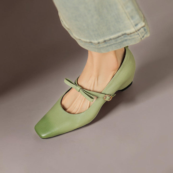 Women's Bow Strap Leather Mary Jane Shoes – Bryony