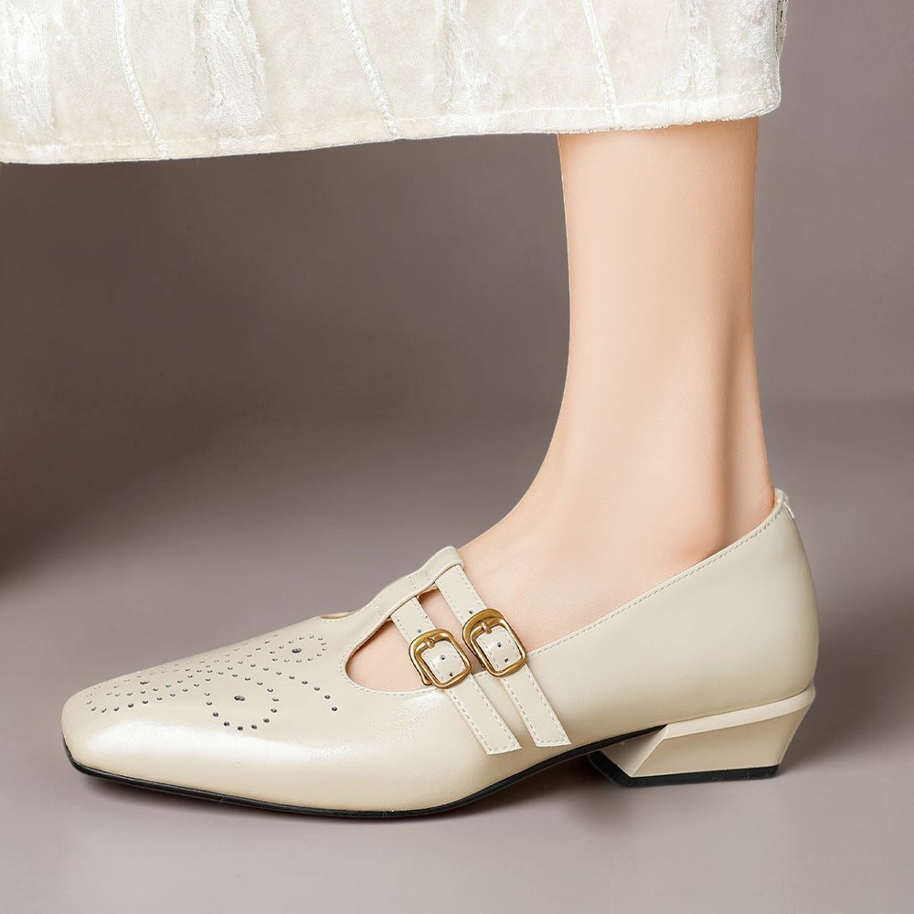 Women's Brogue Double Strap Mary Jane Shoes – Marisol