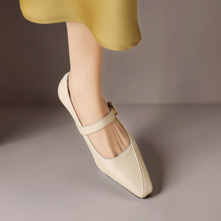 Women's Leather Mary Jane Block Heel Shoes – Zorae