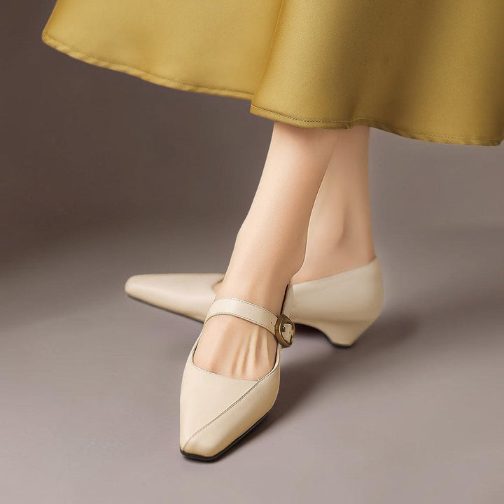 Women's Leather Mary Jane Block Heel Shoes – Zorae