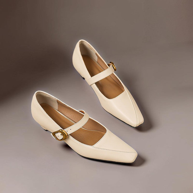 Women's Leather Mary Jane Block Heel Shoes – Zorae