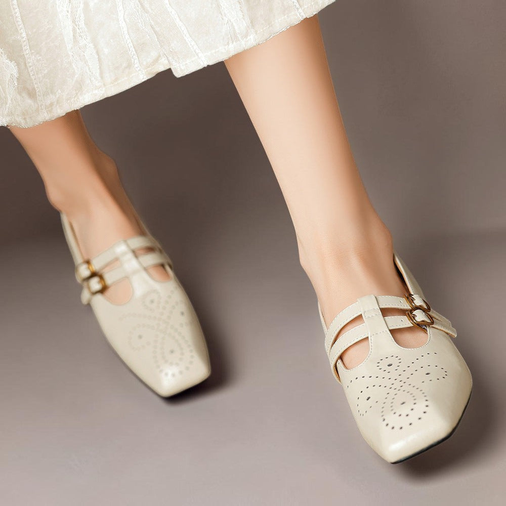 Women's Brogue Double Strap Mary Jane Shoes – Marisol
