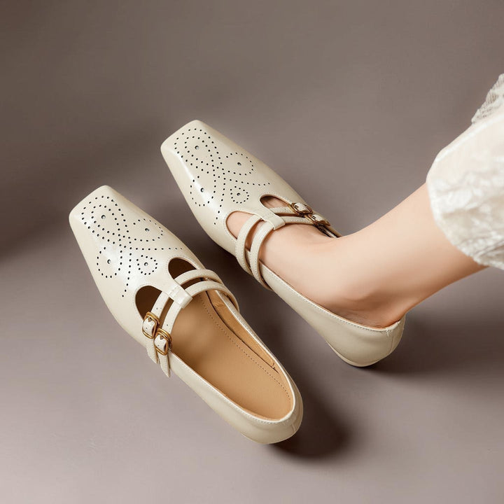 Women's Brogue Double Strap Mary Jane Shoes – Marisol