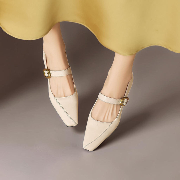 Women's Leather Mary Jane Block Heel Shoes – Zorae