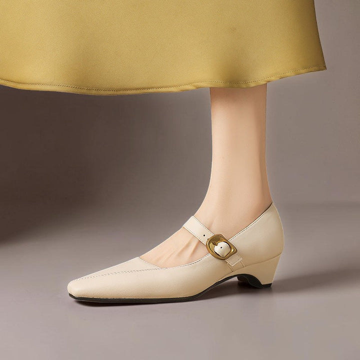 Women's Leather Mary Jane Block Heel Shoes – Zorae
