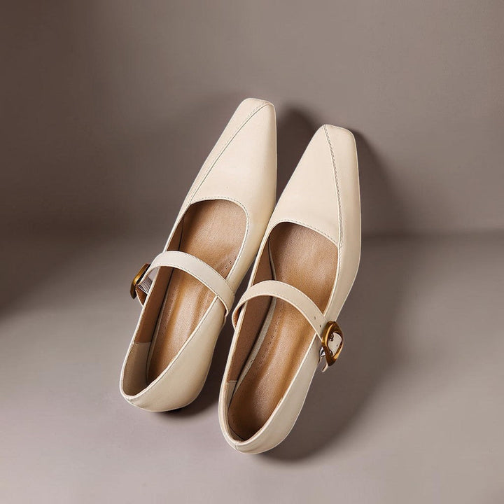 Women's Leather Mary Jane Block Heel Shoes – Zorae