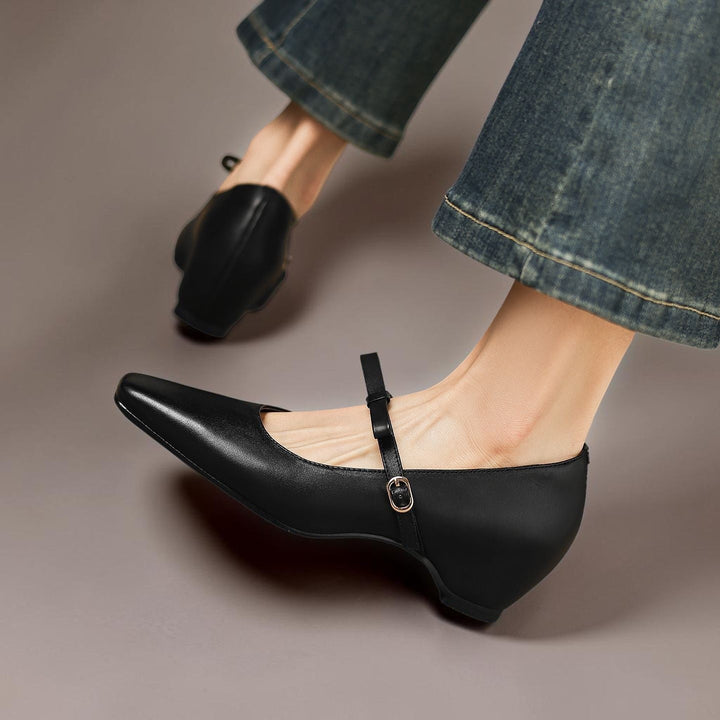 Women's Bow Strap Leather Mary Jane Shoes – Bryony