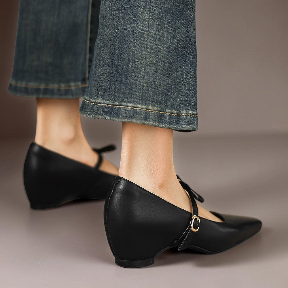Women's Bow Strap Leather Mary Jane Shoes – Bryony