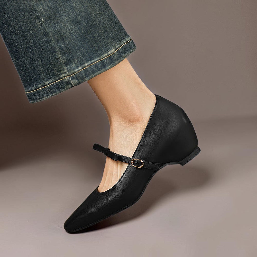 Women's Bow Strap Leather Mary Jane Shoes – Bryony
