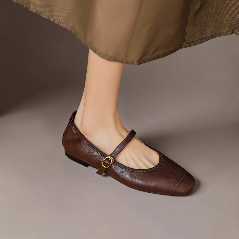 Women's Leather Mary Jane Flats – Wani
