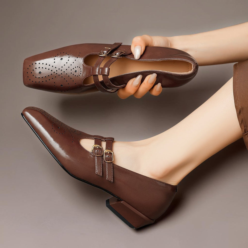 Women's Brogue Double Strap Mary Jane Shoes – Marisol