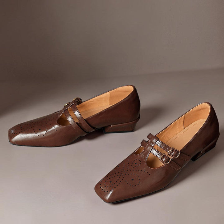 Women's Brogue Double Strap Mary Jane Shoes – Marisol