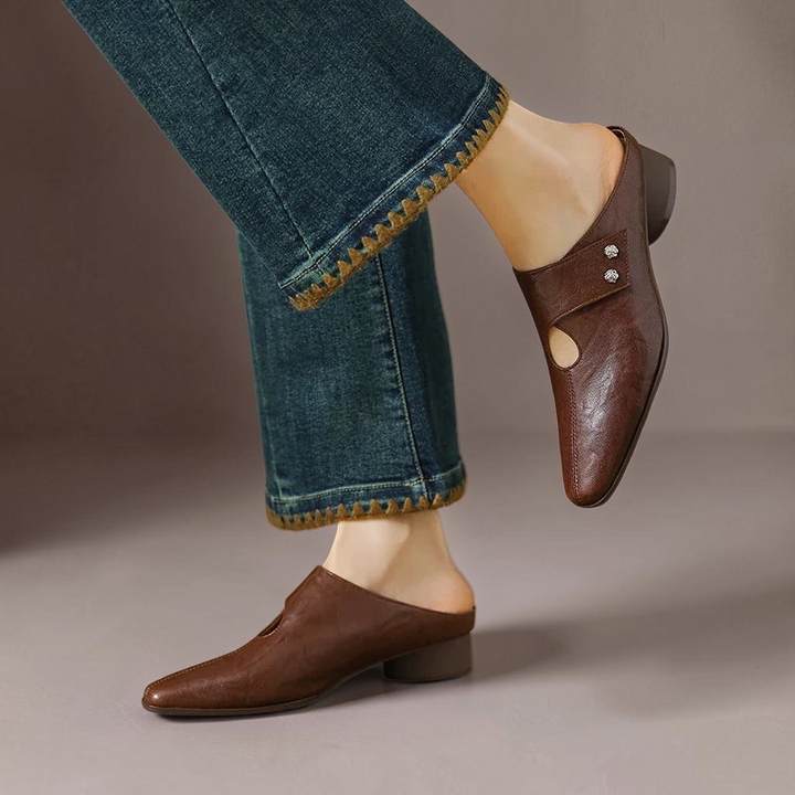 Women's Leather Pointed Toe Mules – Olga