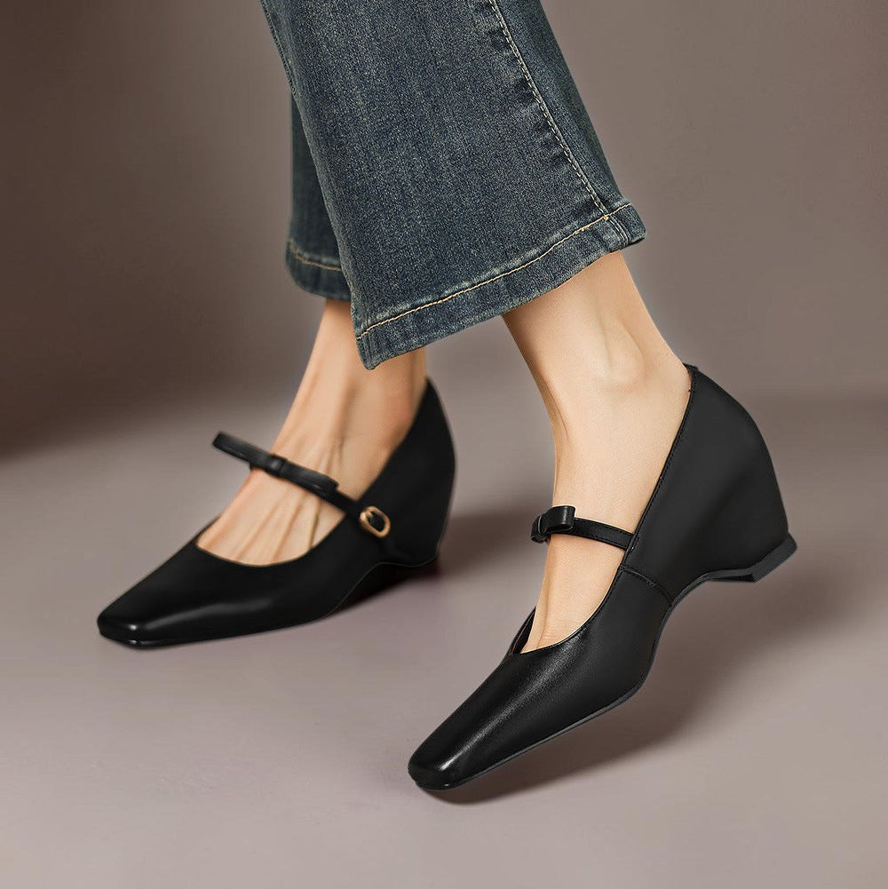 Women's Bow Strap Leather Mary Jane Shoes – Bryony