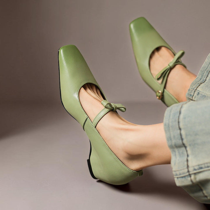 Women's Bow Strap Leather Mary Jane Shoes – Bryony