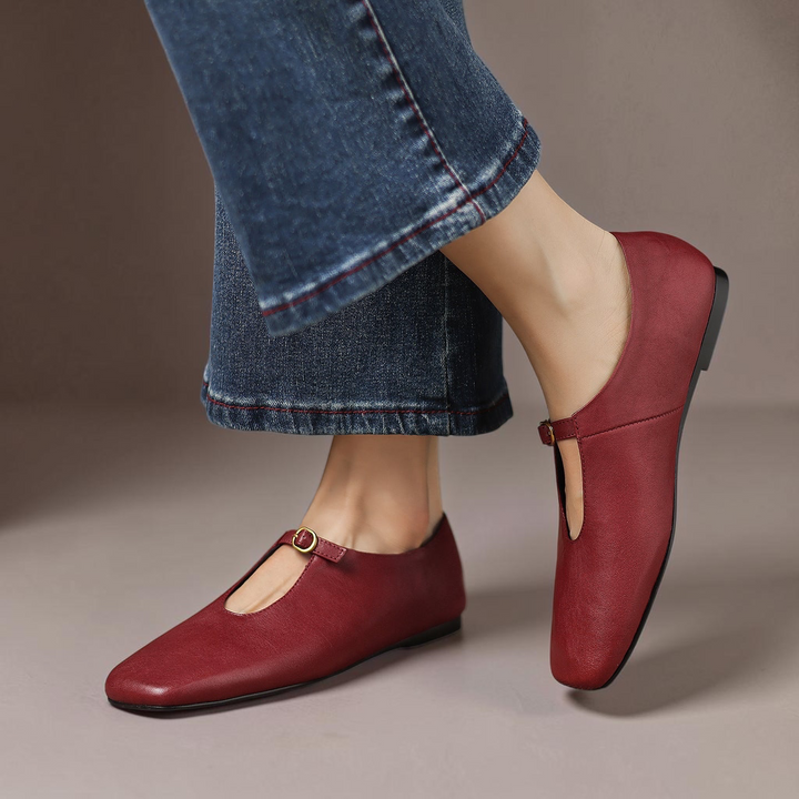 Women's High Vamp Leather Mary Jane Flats – Elspeth