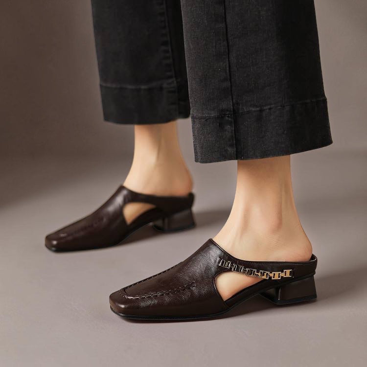 Women's Leather Cut-Out Mules – Vyla