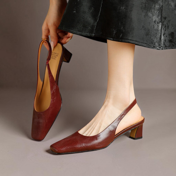 Women's Leather Slingback Block Heels – Ersa
