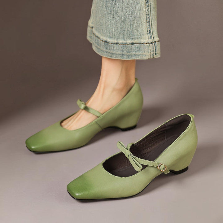 Women's Bow Strap Leather Mary Jane Shoes – Bryony