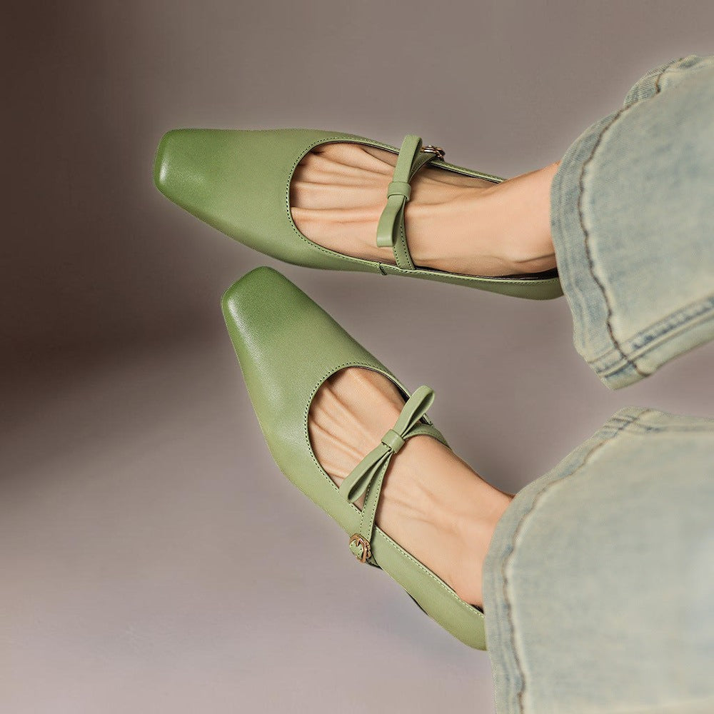 Women's Bow Strap Leather Mary Jane Shoes – Bryony