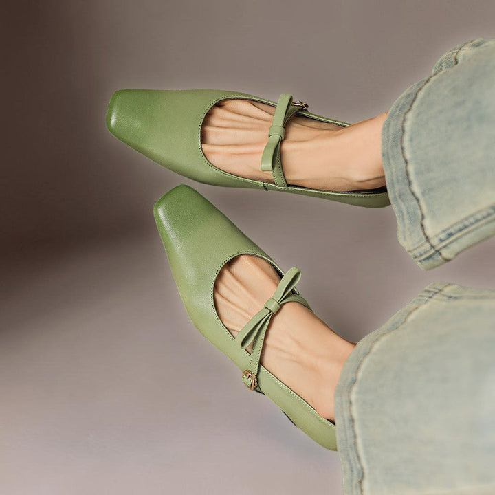 Women's Bow Strap Leather Mary Jane Shoes – Bryony