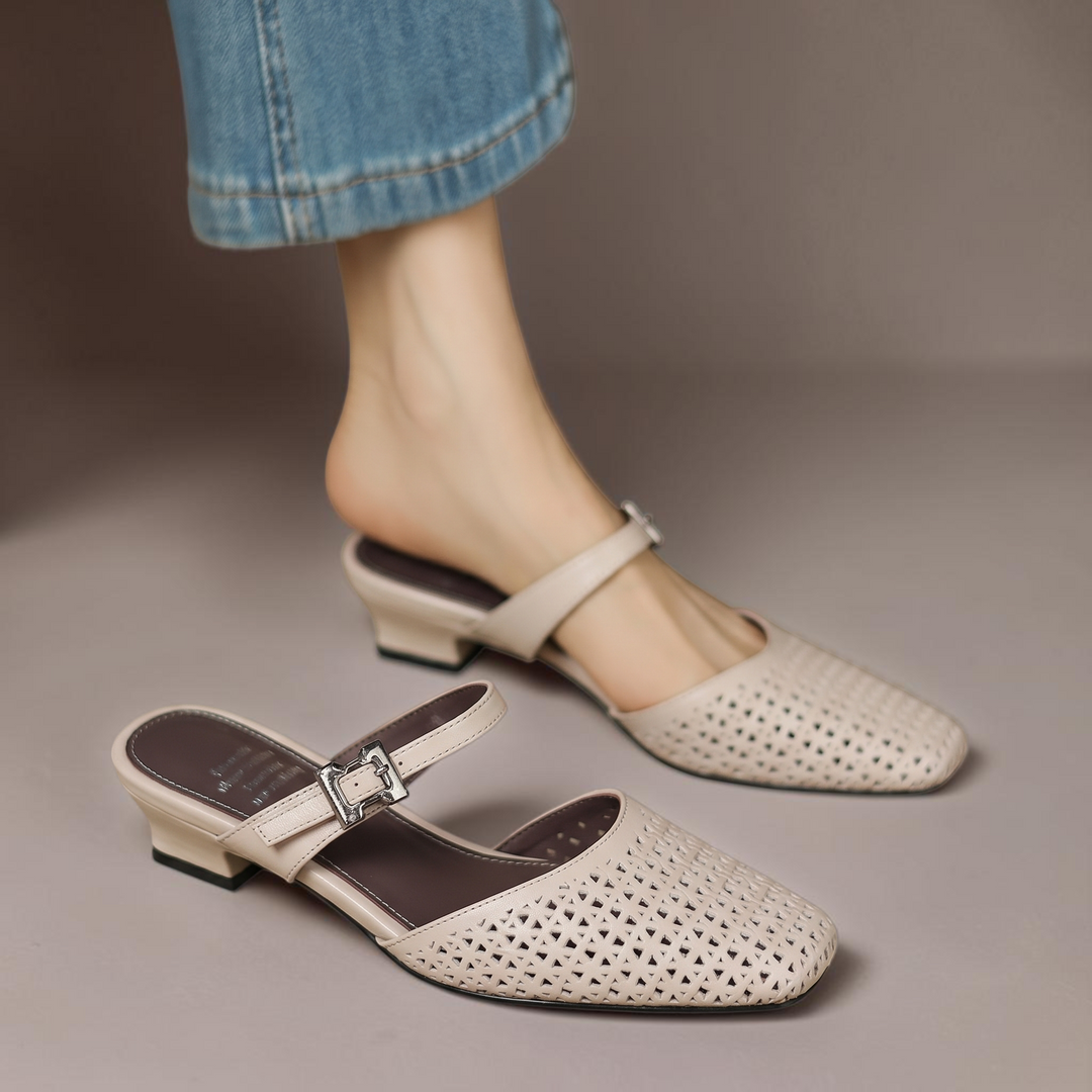 Women's Woven Leather Mules with Strap – Nilda