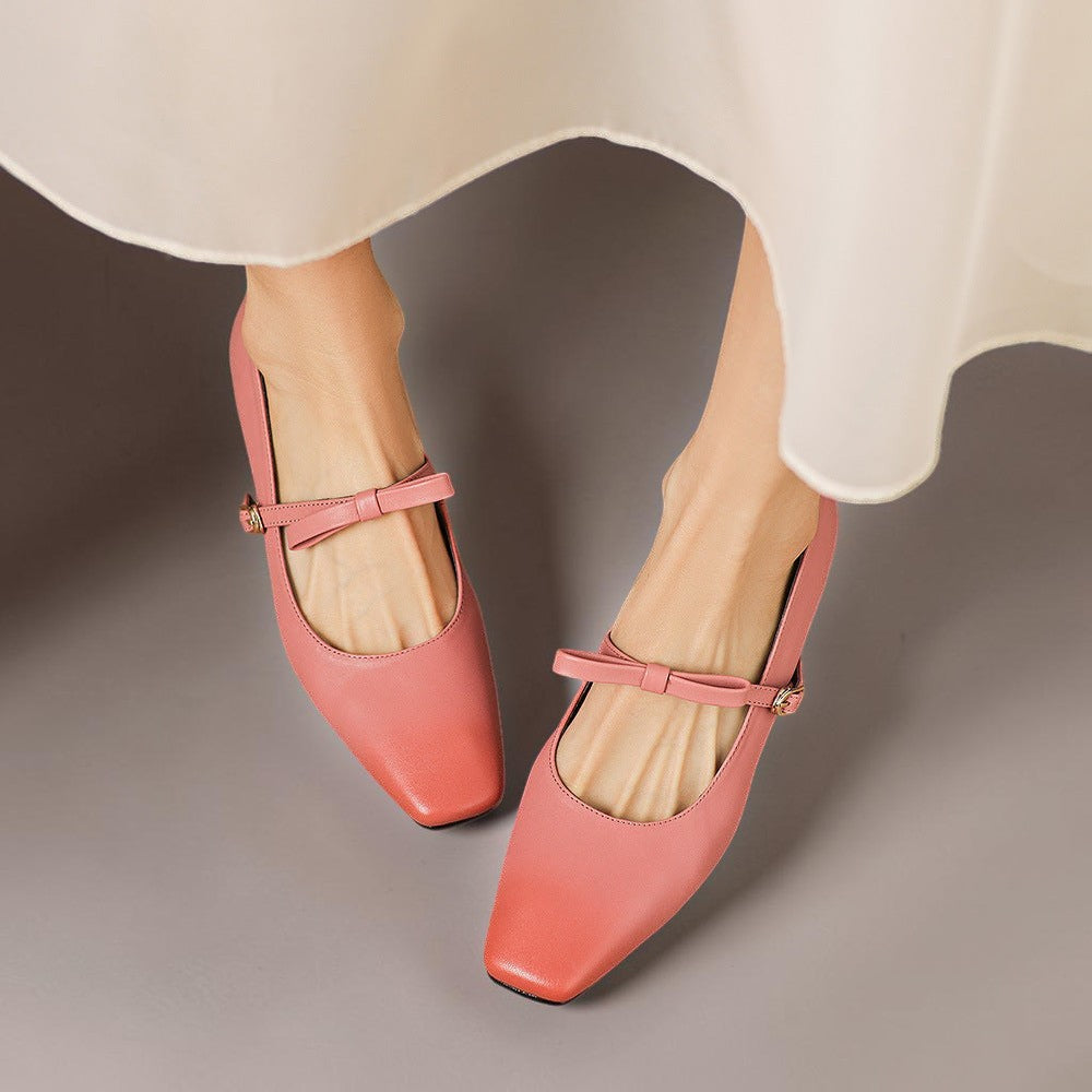 Women's Bow Strap Leather Mary Jane Shoes – Bryony