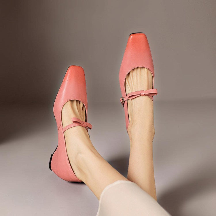 Women's Bow Strap Leather Mary Jane Shoes – Bryony