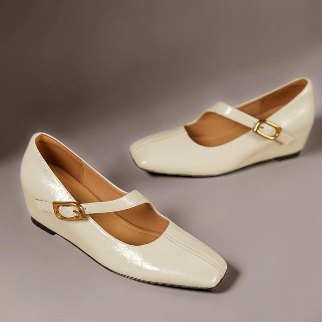 Women's Leather Mary Jane Wedge Shoes – Viora