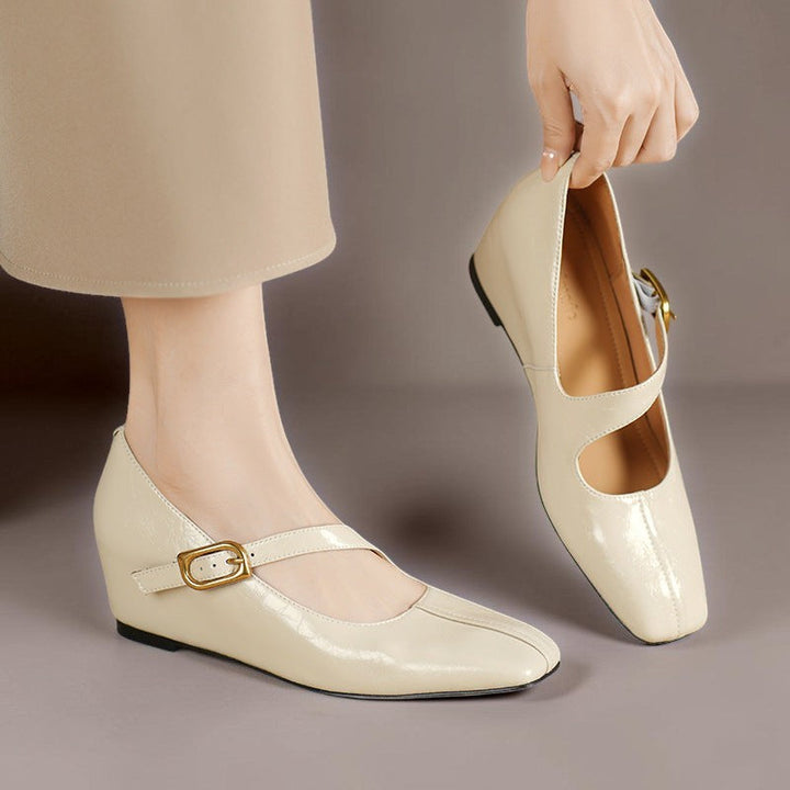 Women's Leather Mary Jane Wedge Shoes – Viora